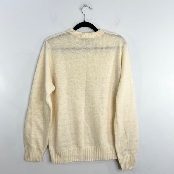 Vintage 80s cream mohair blend crew neck pullover sweater XL - Picture 4 of 11